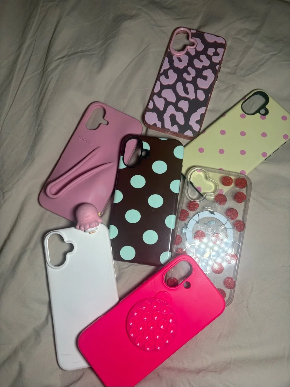 iPhone 16 plus Pink, Hot Pink, White & Brown Polka Dot Phone Case Lot